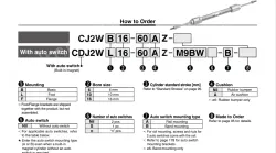 Standard Type Double Acting, Double Rod CJ2W Series ø6, ø10, ø16