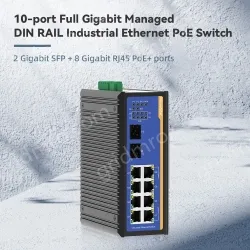 10 Ports Full Gigabit Layer 2 Managed DIN RAIL Industrial Ethernet PoE Switch