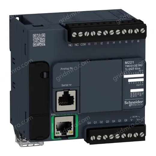 TM221CE16U logic controller, Modicon M221, 16 IO, transistor, NPN, Ethernet