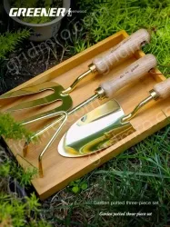 Cocoa tea gold pointed shovel + three-claw rake